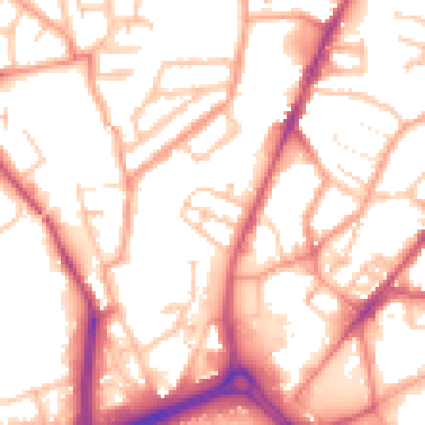 Daytime road noise heatmap for CV1 4LQ