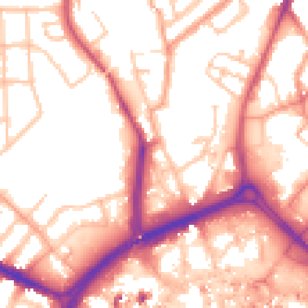 Daytime road noise heatmap for CV1 4NB