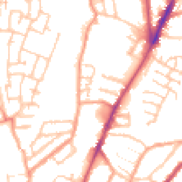 Daytime road noise heatmap for CV1 4NL