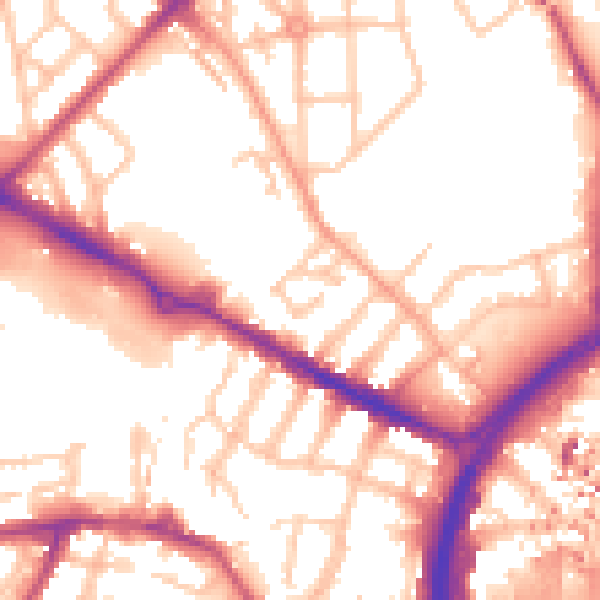 Daytime road noise heatmap for CV1 4PX