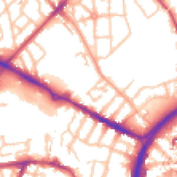 Daytime road noise heatmap for CV1 4PY