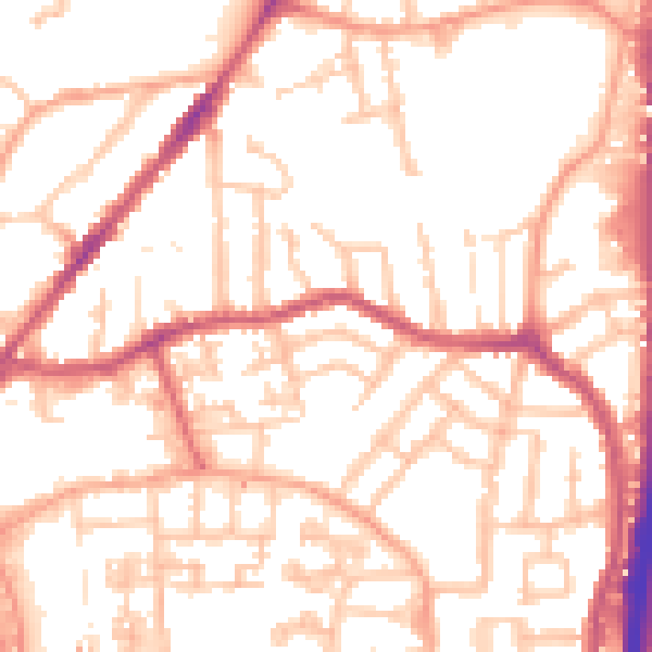 Daytime road noise heatmap for CV1 5AU