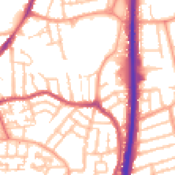 Daytime road noise heatmap for CV1 5AZ