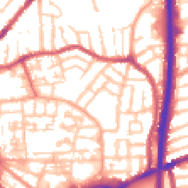 Daytime road noise heatmap for CV1 5BU