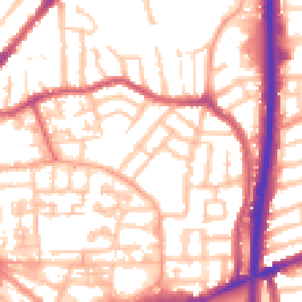 Daytime road noise heatmap for CV1 5BW