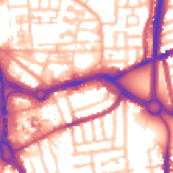 Daytime road noise heatmap for CV1 5DZ