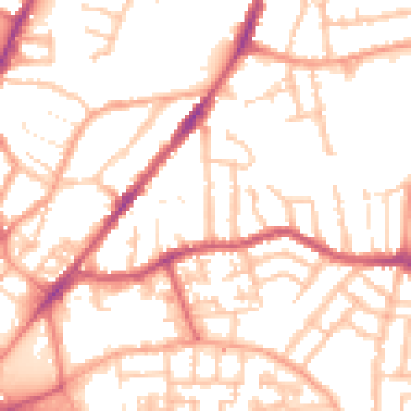 Daytime road noise heatmap for CV1 5HU