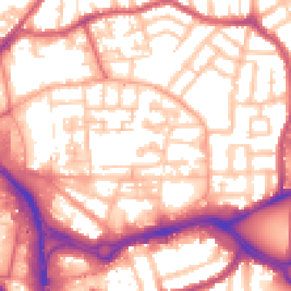 Daytime road noise heatmap for CV1 5JW