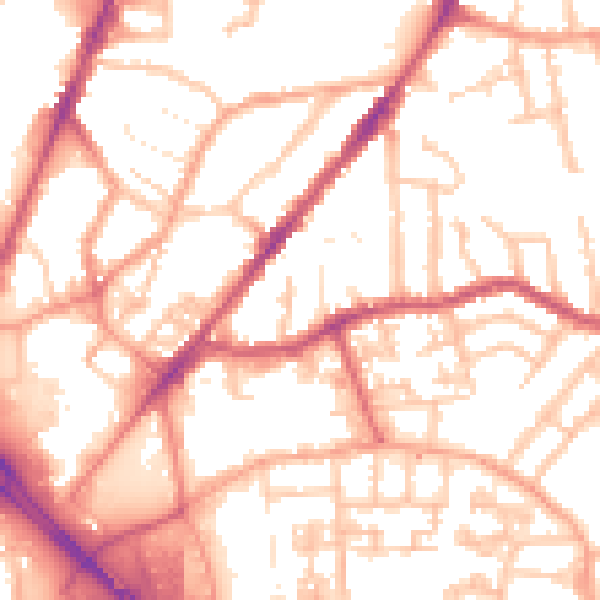 Daytime road noise heatmap for CV1 5TP