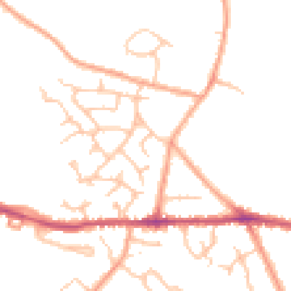 Daytime road noise heatmap for CV10 0AU