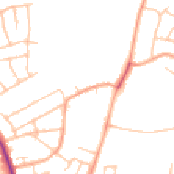 Daytime road noise heatmap for CV10 0BL