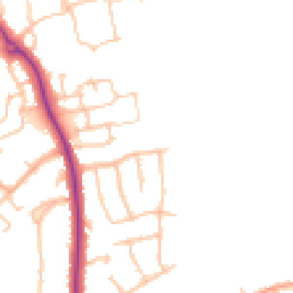 Daytime road noise heatmap for CV10 0DL