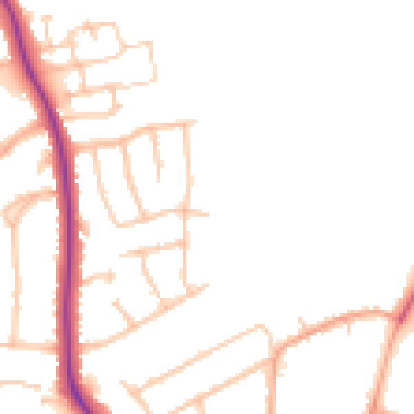 Daytime road noise heatmap for CV10 0DN
