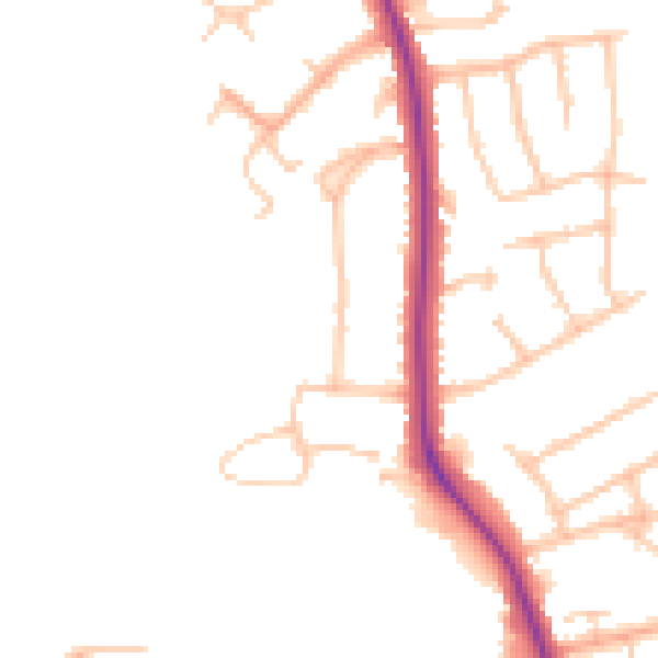 Daytime road noise heatmap for CV10 0EN