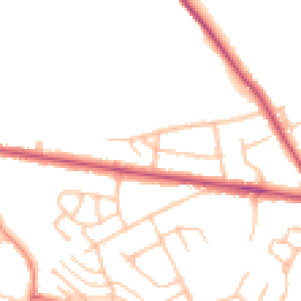 Daytime road noise heatmap for CV10 0LA