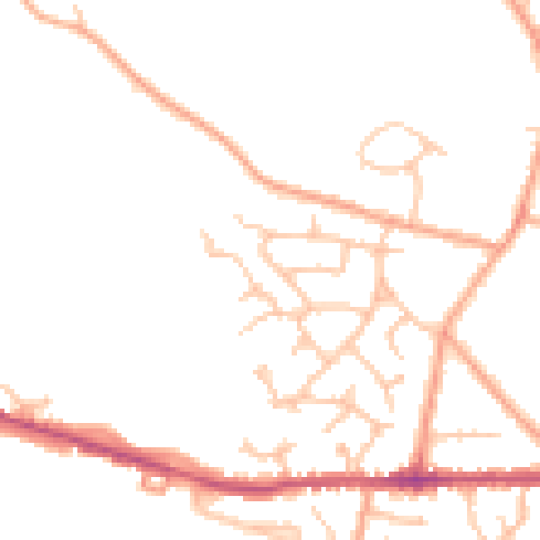 Daytime road noise heatmap for CV10 0NX
