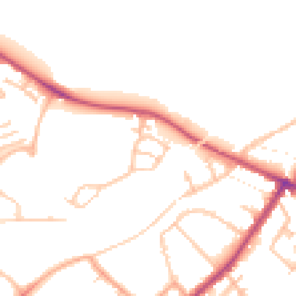 Daytime road noise heatmap for CV10 0UB
