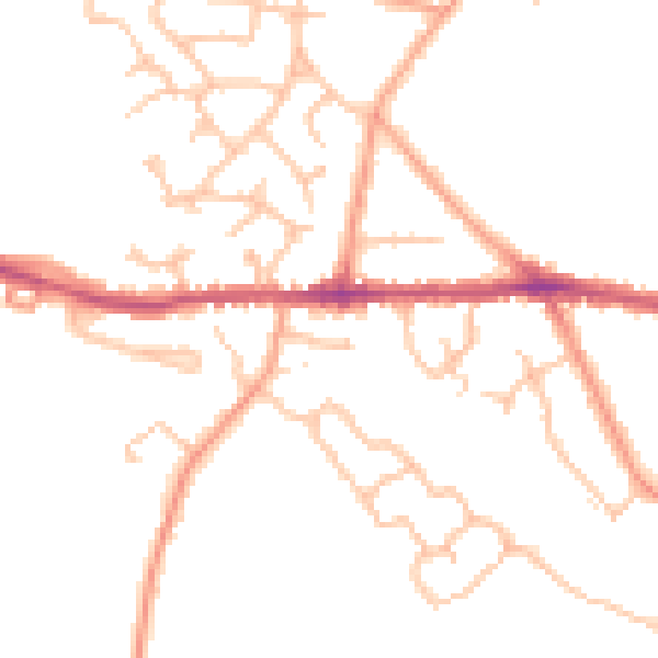 Daytime road noise heatmap for CV10 0XA