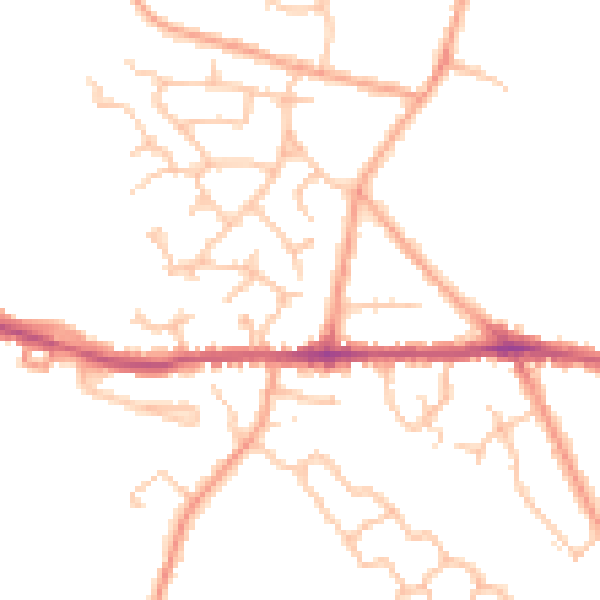 Daytime road noise heatmap for CV10 0XN