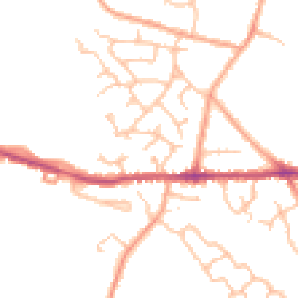 Daytime road noise heatmap for CV10 0XW