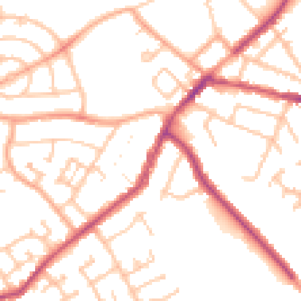 Daytime road noise heatmap for CV10 7EJ