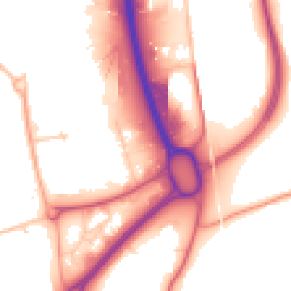 Daytime road noise heatmap for CV10 7RA