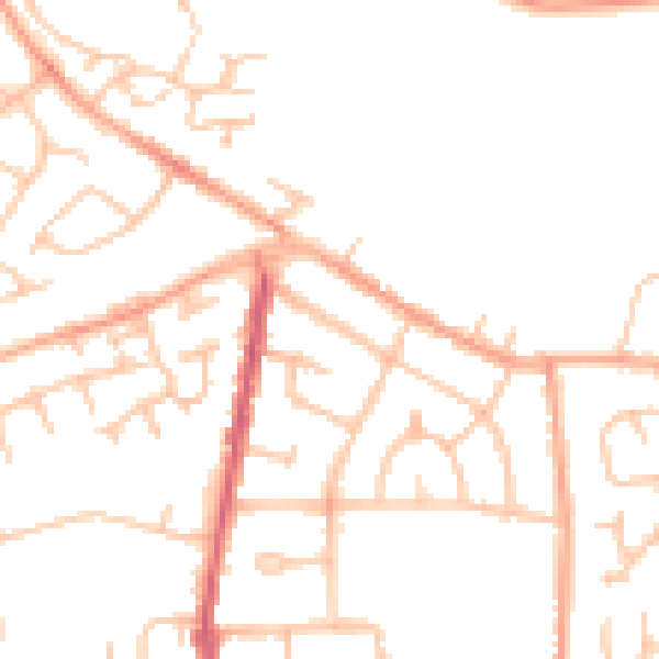 Daytime road noise heatmap for CV10 8JB