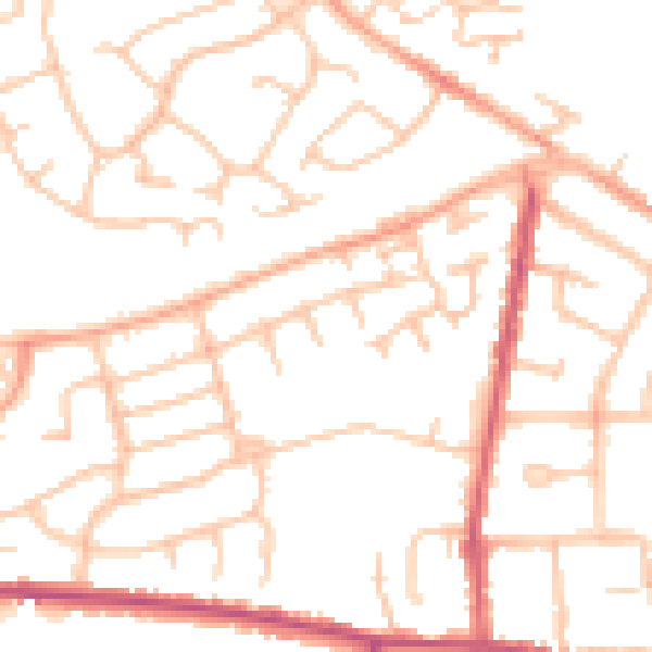 Daytime road noise heatmap for CV10 8QW