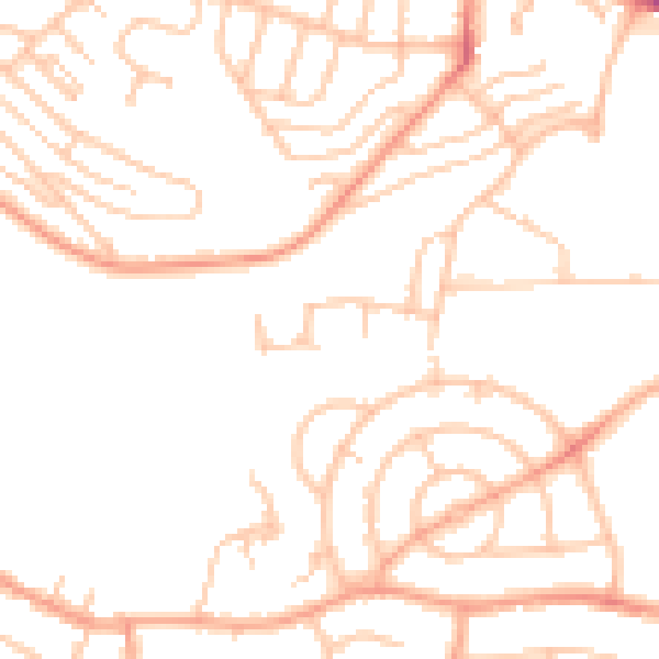 Daytime road noise heatmap for CV10 9AB