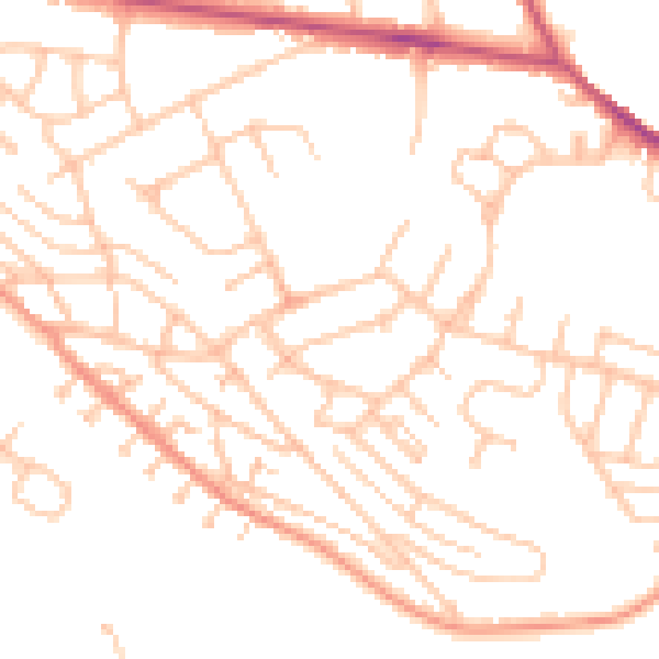 Daytime road noise heatmap for CV10 9DP