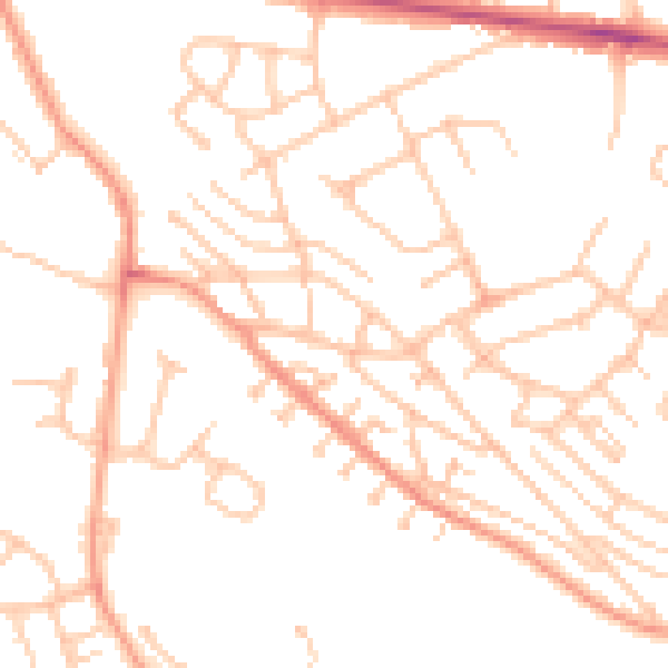 Daytime road noise heatmap for CV10 9FN