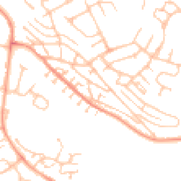 Daytime road noise heatmap for CV10 9FQ