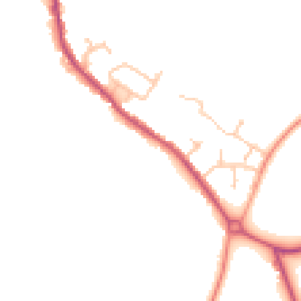 Daytime road noise heatmap for CV10 9SW