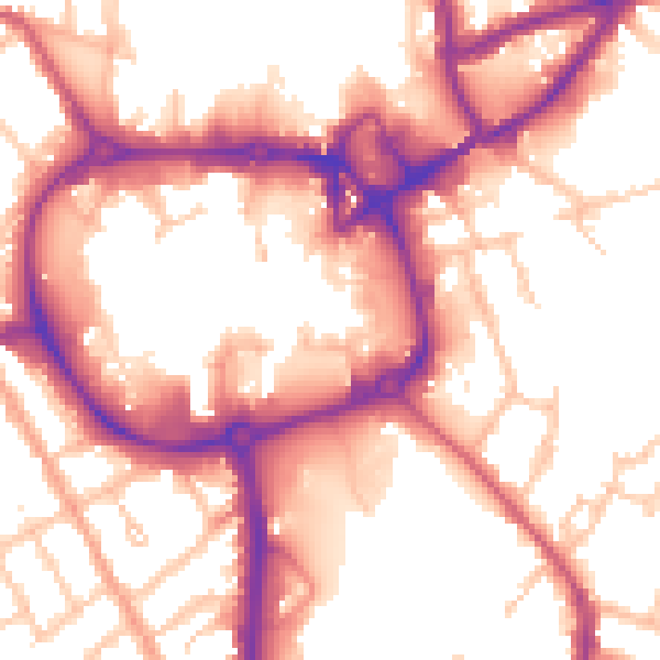Daytime road noise heatmap for CV11 4AD
