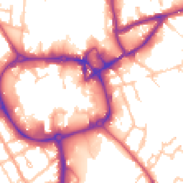 Daytime road noise heatmap for CV11 4AQ