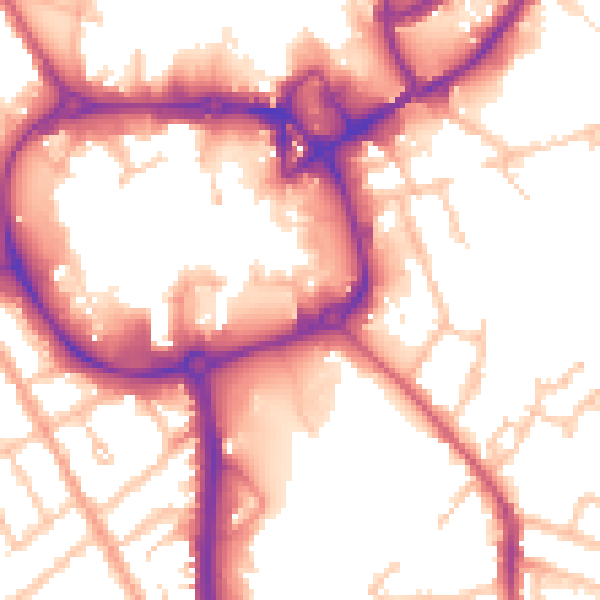 Daytime road noise heatmap for CV11 4AS