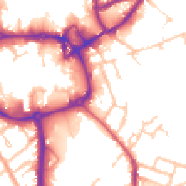 Daytime road noise heatmap for CV11 4AZ