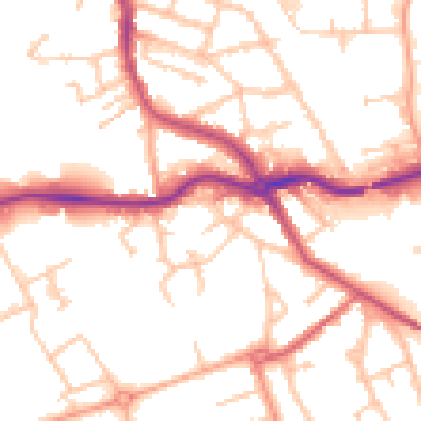 Daytime road noise heatmap for CV11 4BF