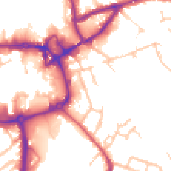 Daytime road noise heatmap for CV11 4BQ