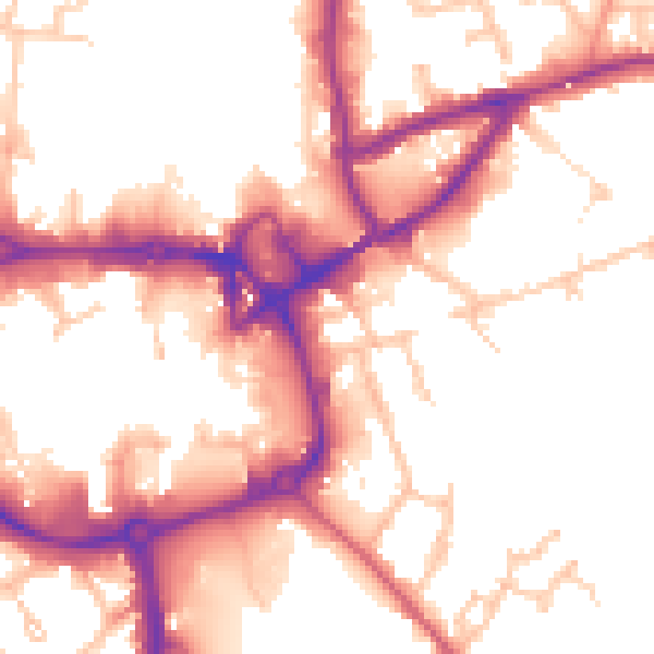 Daytime road noise heatmap for CV11 4BT
