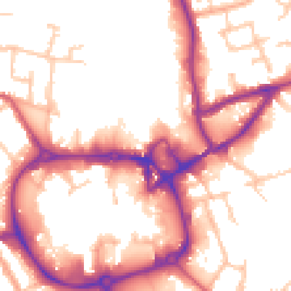 Daytime road noise heatmap for CV11 4BX