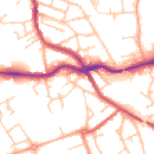 Daytime road noise heatmap for CV11 4DB