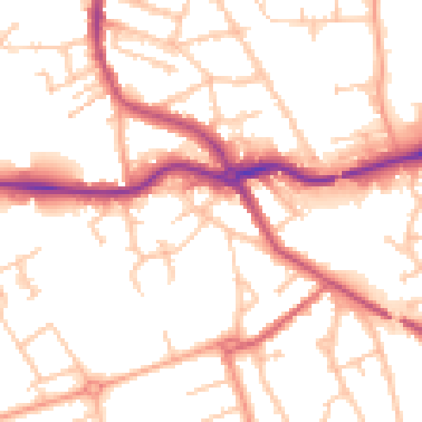 Daytime road noise heatmap for CV11 4FJ