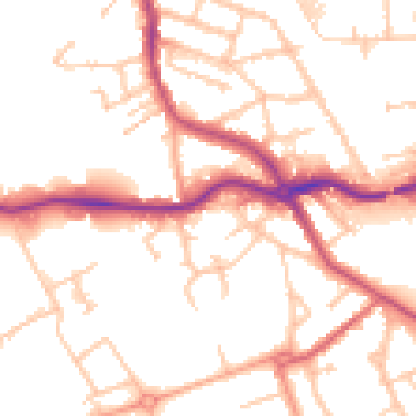 Daytime road noise heatmap for CV11 4JX