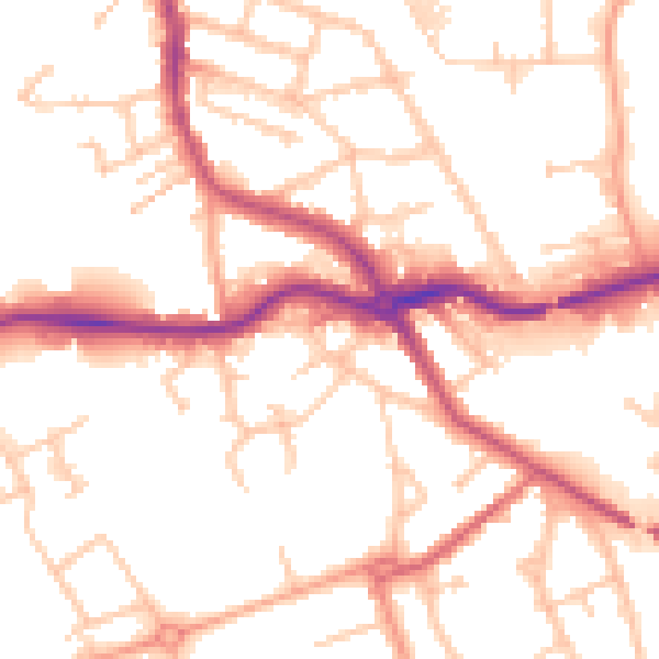 Daytime road noise heatmap for CV11 4JY