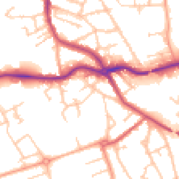 Daytime road noise heatmap for CV11 4JZ