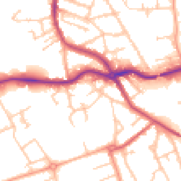 Daytime road noise heatmap for CV11 4LA