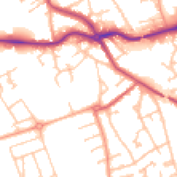 Daytime road noise heatmap for CV11 4LW