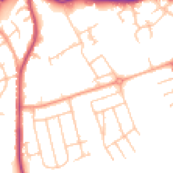 Daytime road noise heatmap for CV11 4QQ
