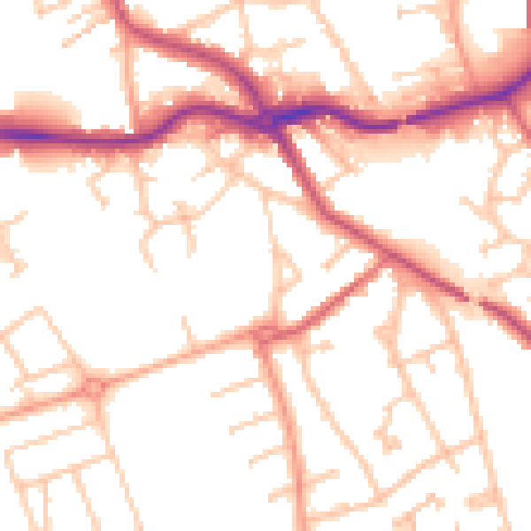 Daytime road noise heatmap for CV11 4RD